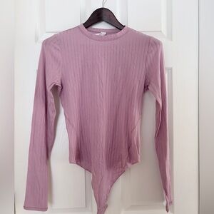 Lululemon Wundermost Ribbed Wool Crewneck Long Sleeve BodySuite in Rose Blush L